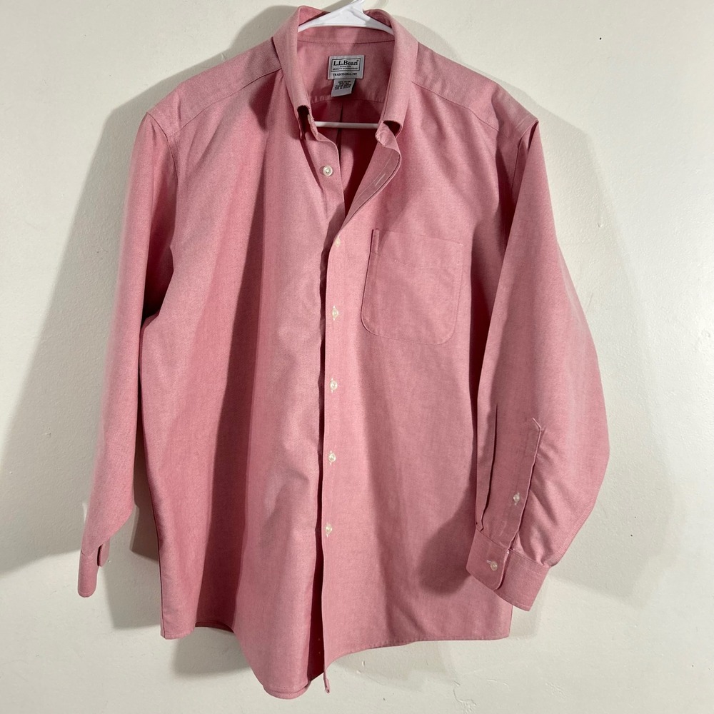 L.L. Bean Oxford Shirt Mens 16.5-32 Pink Traditional Fit Cotton 209410